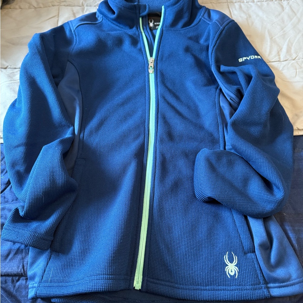 Boys Spyder Blue Performance Jacket with Full-Zip and Stand-Up Collar